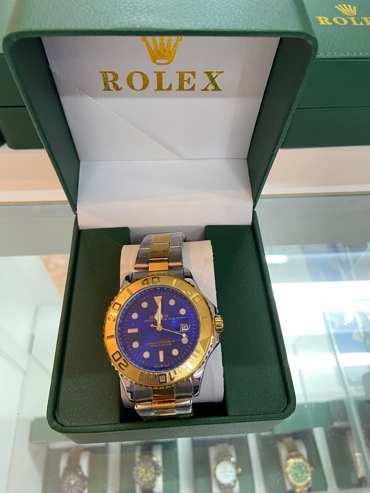 R#08 – Reloj Submariner Blue Gold  – Caja y Bolsa Rolex