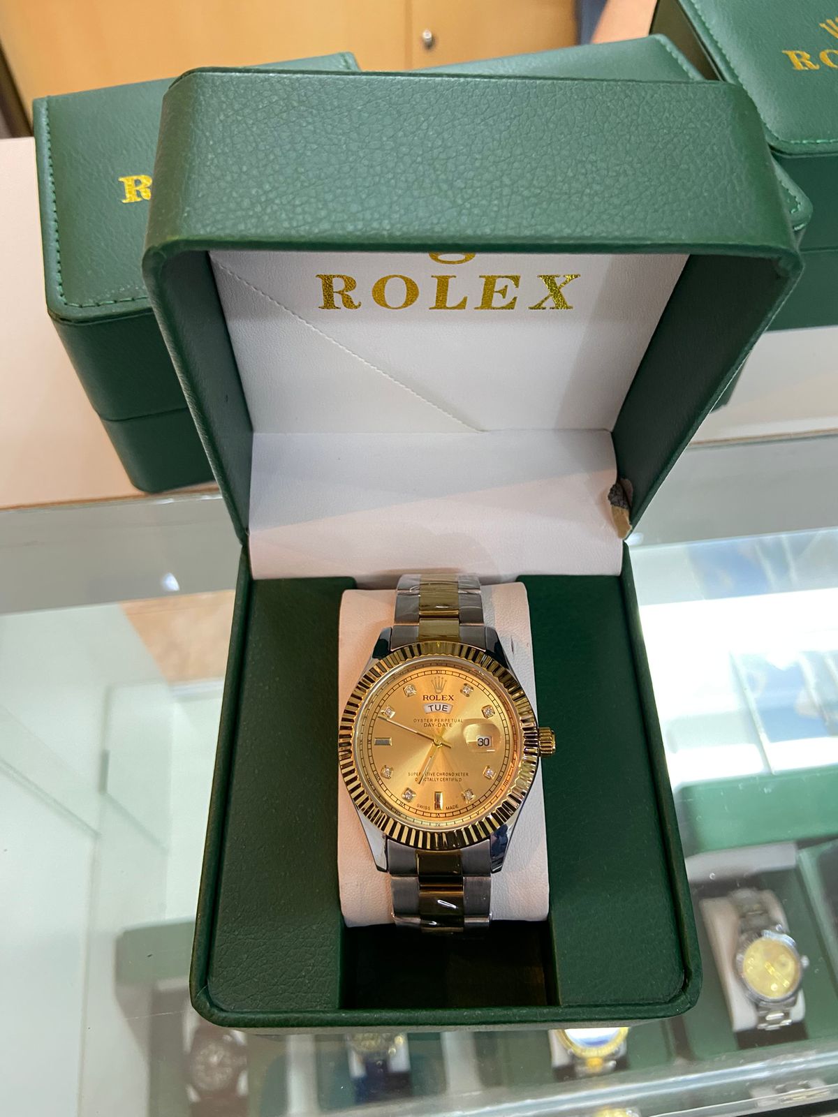 R#06 – Reloj Datejust Gold Dial  – Caja y Bolsa Rolex